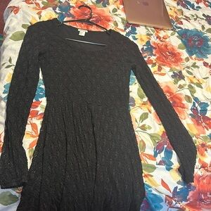 Forever 21 Black Sheath Dress Long Sleeve Ruched